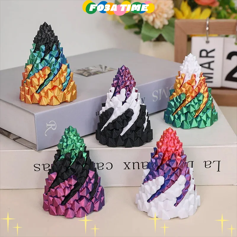 

Three Layer Spiral Cone Impossible Stone Passthrough Fidget Helix Rotating Pressure Reducing Toy Pyramid Ornaments 3D Printed
