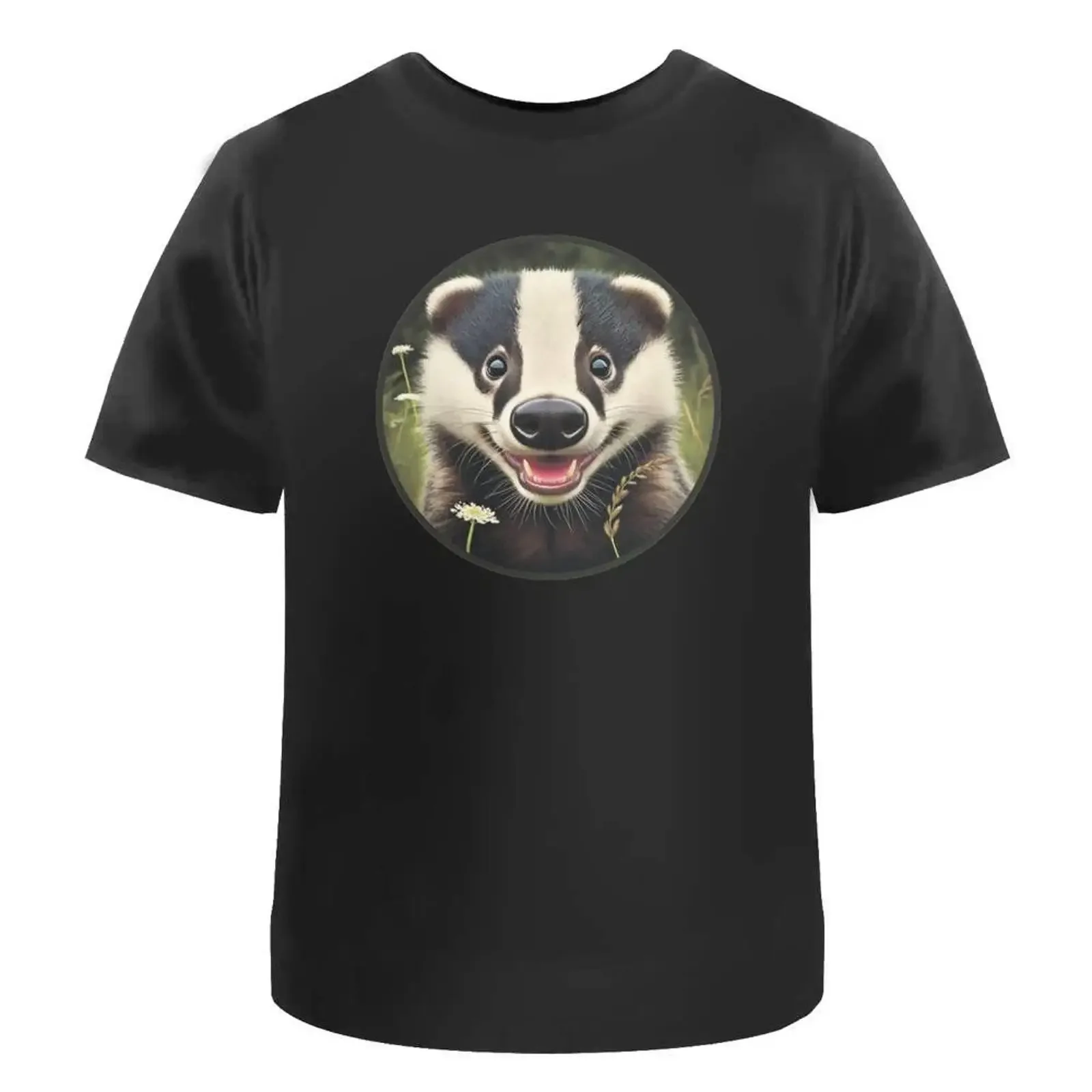 'Smiling Badger Cub' T Shirt 100 Cotton S XXL TA051842 vintage Washed Soft Stretched Top For Everyday Wear Comfortable Unisex