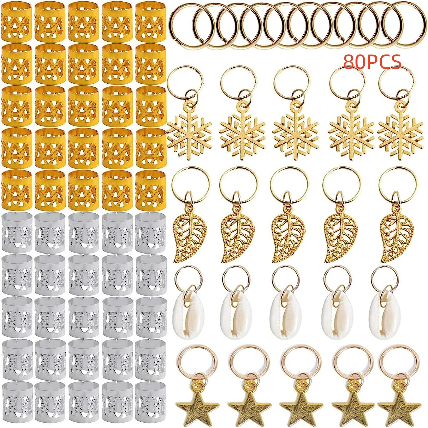 2025 36/80 pcs/set Alloy Hair Jewelry for Braids Dreadlock Accessories Metal Braid Clips Non-Piercing Ear Clips Hair Cuffs Clips
