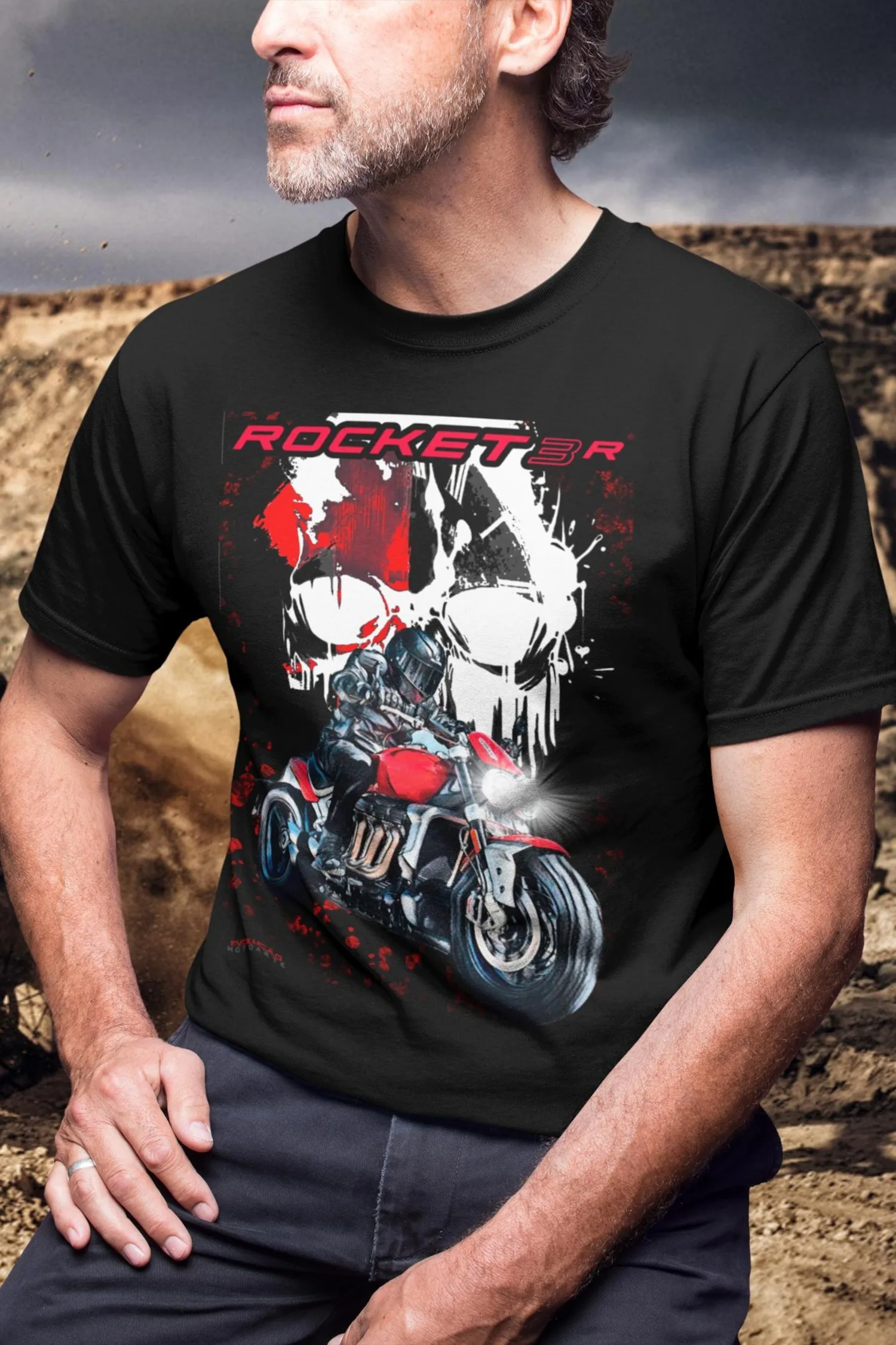 

643@EY T.riumph Rocket 3 R T Shirt The Biker Skull Motorcycle Tee For Muscle Bike Rider Fans The Beast Gift Apparel Moto