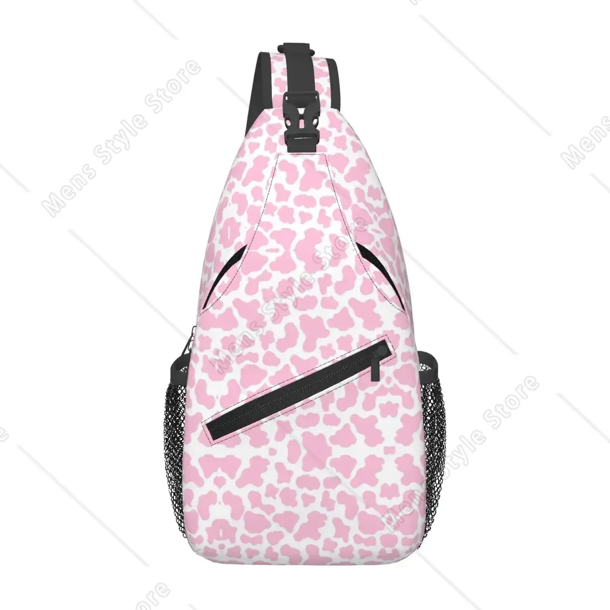 

Pink Strawberry Cow Print Aesthetic Pattern Chest Bag Men Sling Crossbody Backpack Chest Bag Travel Hiking Daypack Shoulder Bag