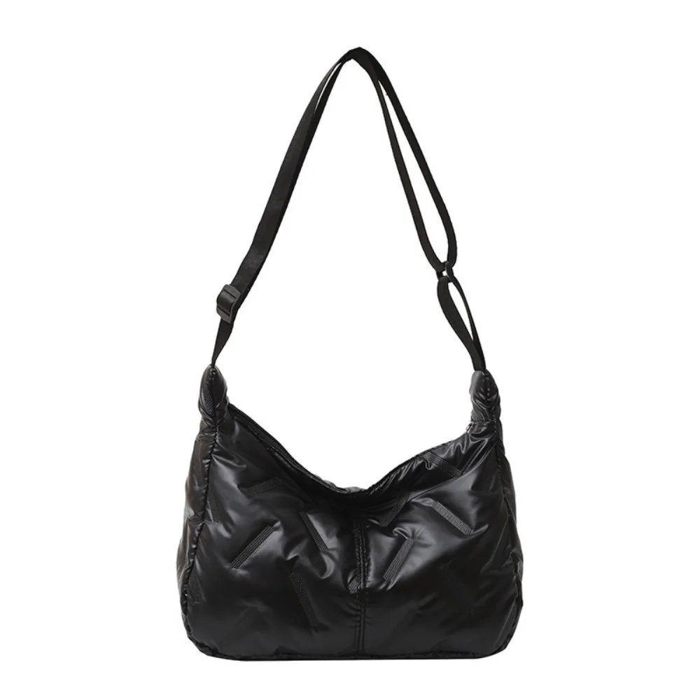 

Dumpling Bag Bright Space Cotton Tote Bag Korean Style Shoulder Bag Crossbody Bag Solid Color Lightweight Nylon Handbag