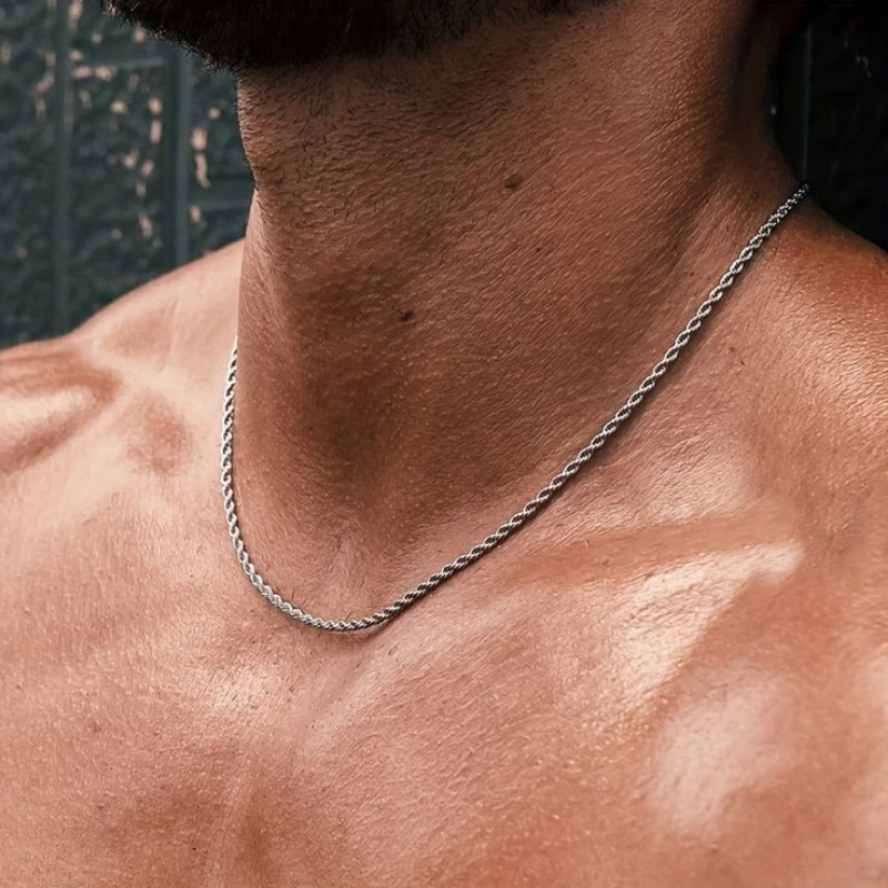 Stylish Stainless Steel Twisted Rope Chain Necklace