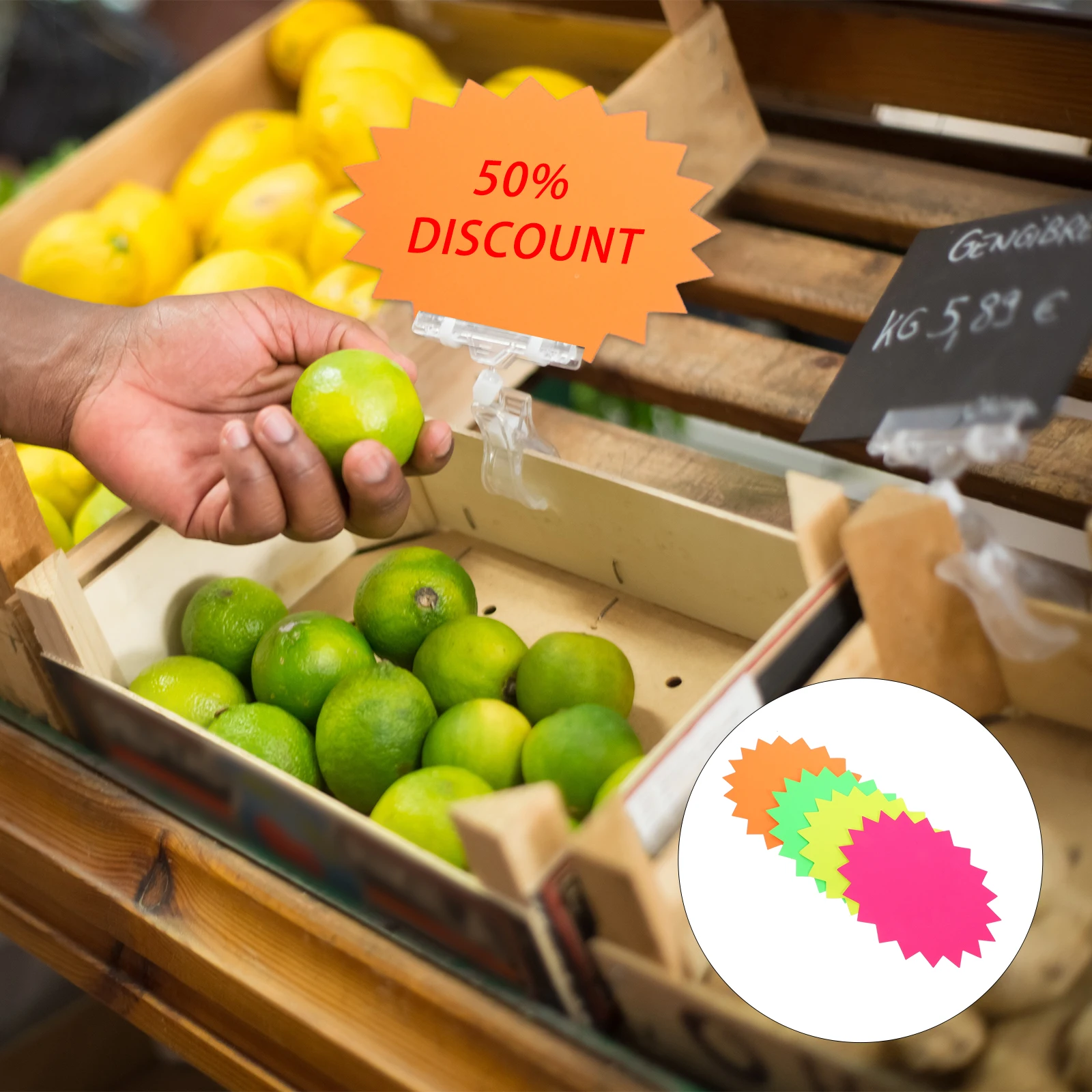 

120 Pcs Fluorescent Paper Price Tag Vendor Display Pricing Signs Sale for Retail Store Supermarket Advertising Label Blank