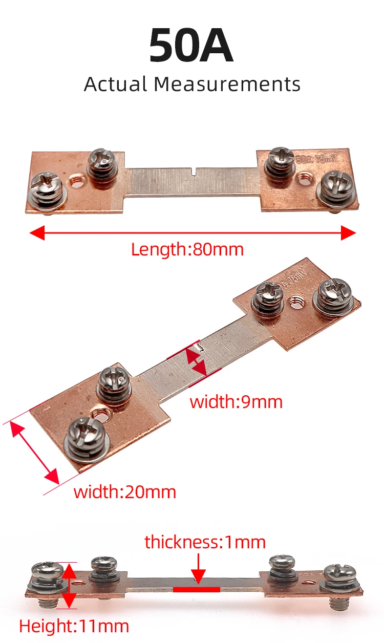 Externe Shunt FL-2 50A 100A 200A 300A 75mV Strom Meter Shunt Resister für Digital Voltmeter Amperemeter Wattmeter – Detail 6