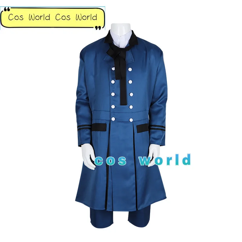 Anime Zwarte Butler Ciel Phantomhive Cosplay Kostuum Mannen Halloween Rollenspel Blauw Jas Shirt Broek Kort Haar Pruik Vol Pak