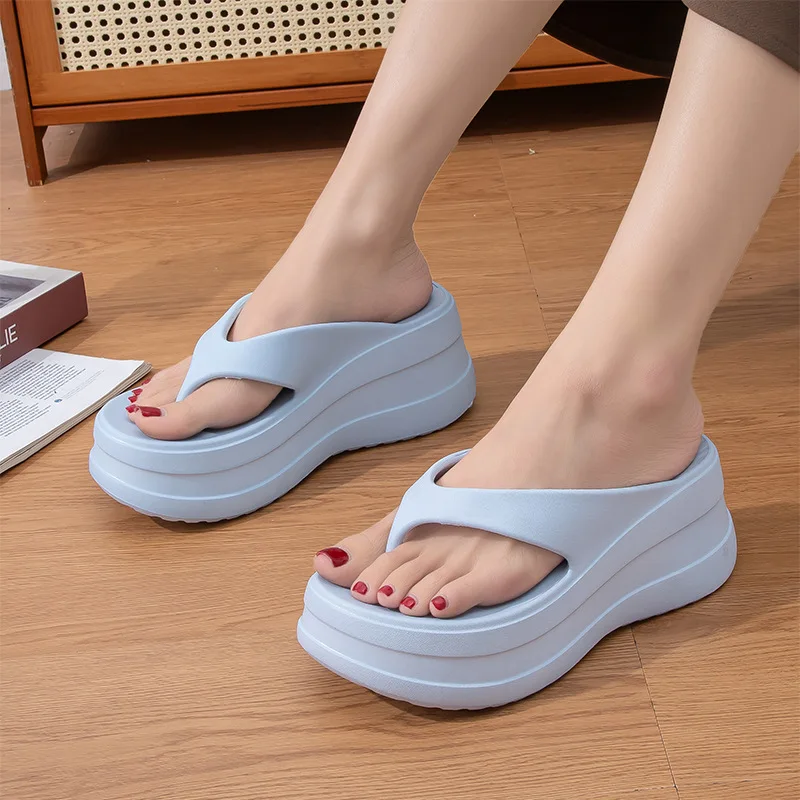2026 New Summer Platform Flip Flops Thick Sole EVA Elevated Shoes Ladies Casual Beach Toe Post Sandals