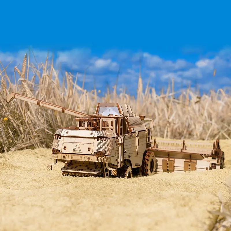 Combine harvester wood assembly machinery transmission agricultural machinery model puzzle puzzle boy gift