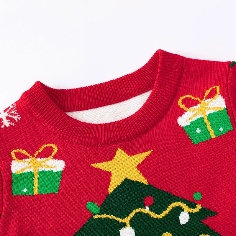 New Children's Europe, America, Autumn and Winter Christmas Tree Sweater Boys and Girls Bottom Pullover Knitted Sweater