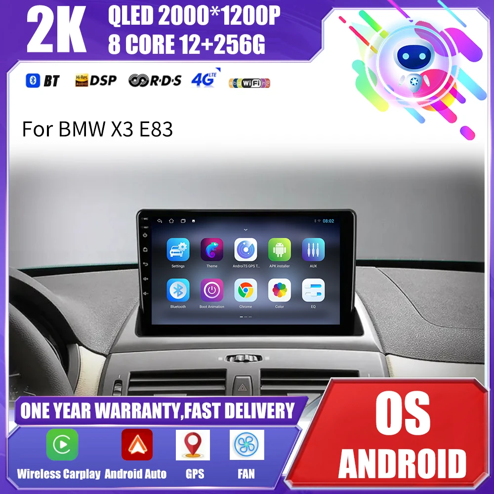 

For BMW X3 E83 2004 - 2012 Car Radio Android Multimedia Video Player Navigation GPS Carplay QLED Touch Screen Auto Stereo WIFI