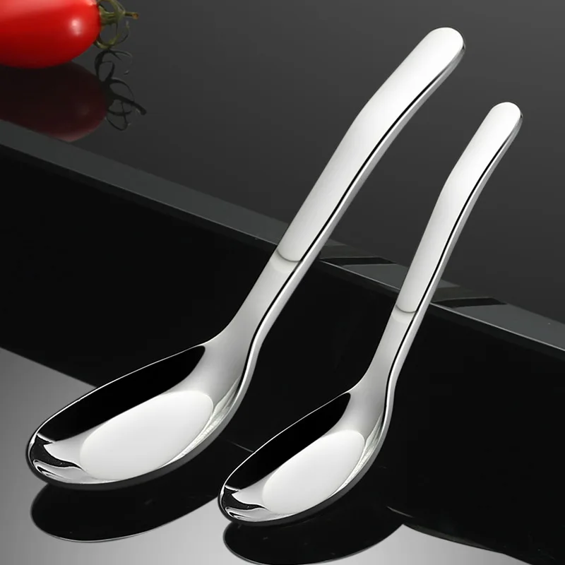 Creative Korean 316 Stainless Steel Spoon Household Flat-bottomed Teaspoons Thickened Deepened Tablespoons Utensil for Home