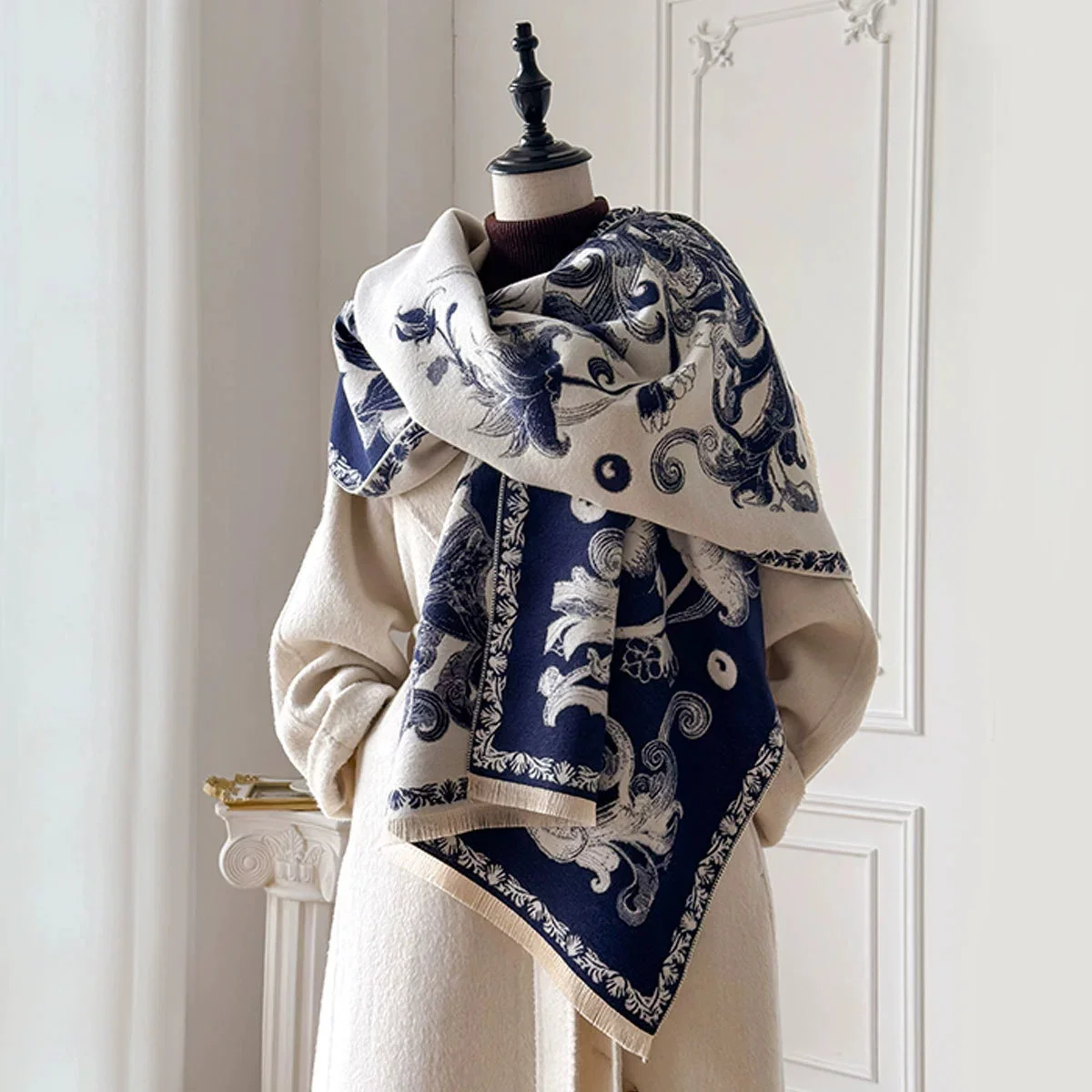 

Осенне-зимнее теплое кашемировое шаль для путешествий, шарф, модное женское роскошное одеяло из пашмины с принтом, женское пончо Bufanda