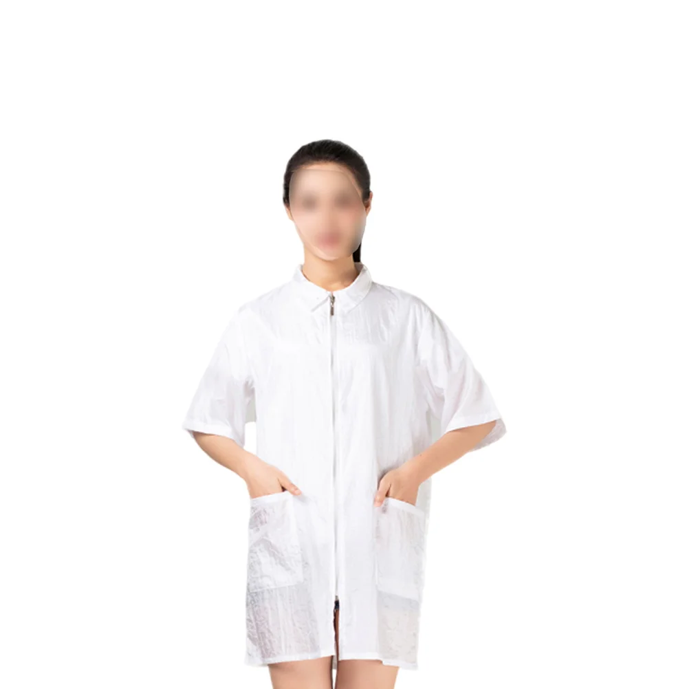 

Hair Dye Clothes White Xl Short Sleeve Waterproof Workwear For Men Women Simple Turn-Down Collar Easy Clean Durable