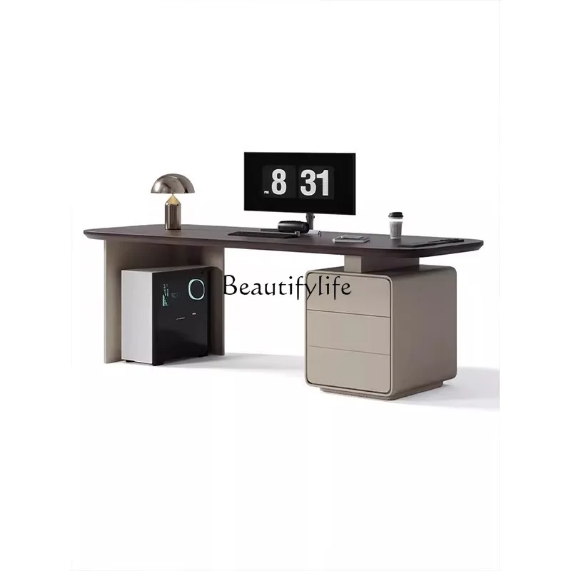 

Italian minimalist desk modern minimalist light luxury office computer desk high-end solid wood writing desk