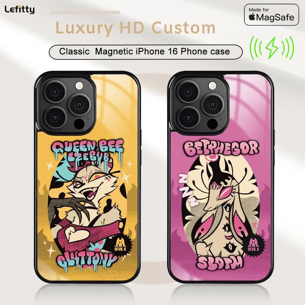 أنيمي H-HelluvaS B-Boss جراب هاتف MagSafe المغناطيسي آيفون 16 15 14 13 12 11 برو زائد ماكس شاحن لاسلكي صغير Funda