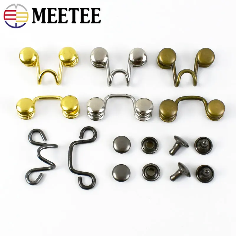 10/20Sets Metal Trousers Hook and Eye Closure Clasp Garment Invisible Button Clothes Jeans Waist Adjust Buckle DIY Accessories