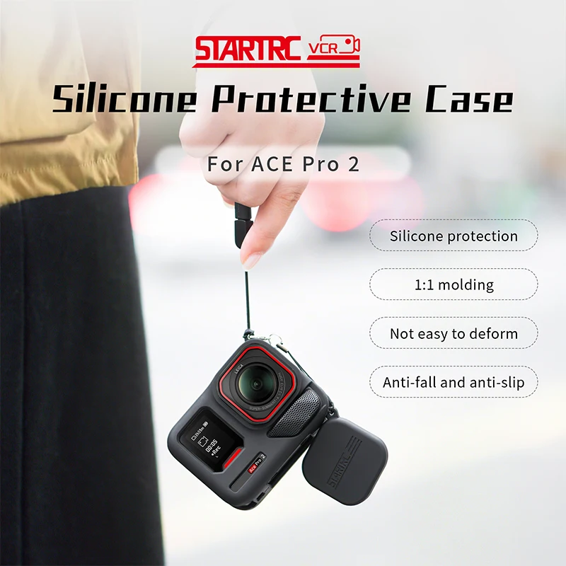 STARTRC dla Insta360 Ace Pro 2 akcesoria silikonowa osłona ochronna aparat pełna obudowa ochronna odporna na zarysowania osłona obiektywu