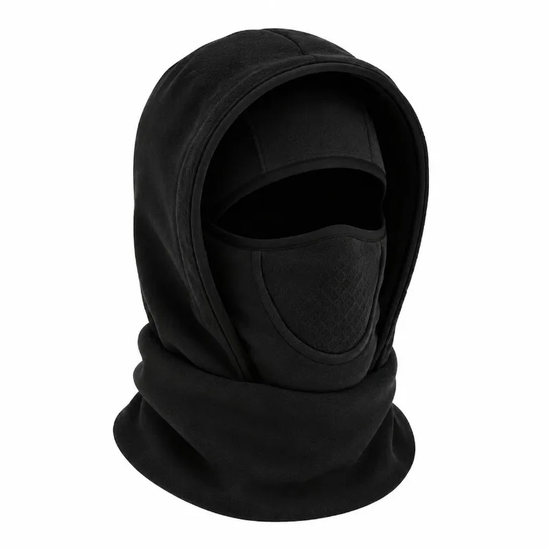 Gorro con capucha y bufanda integrados, para hombre, de terciopelo, grueso, ideal para el invierno, para esquiar, montar en bicicleta o usar con vehículos eléctricos, con función de máscara, tipo jersey, térmico y resistente al viento.