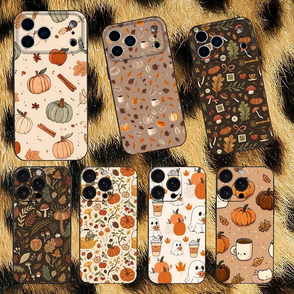 

Autumn leaves pumpkin Phone Case For iPhone 17,16,15,14,13,12,Pro,Max,Plus,E,SE4,Air,Mini Black Soft Box