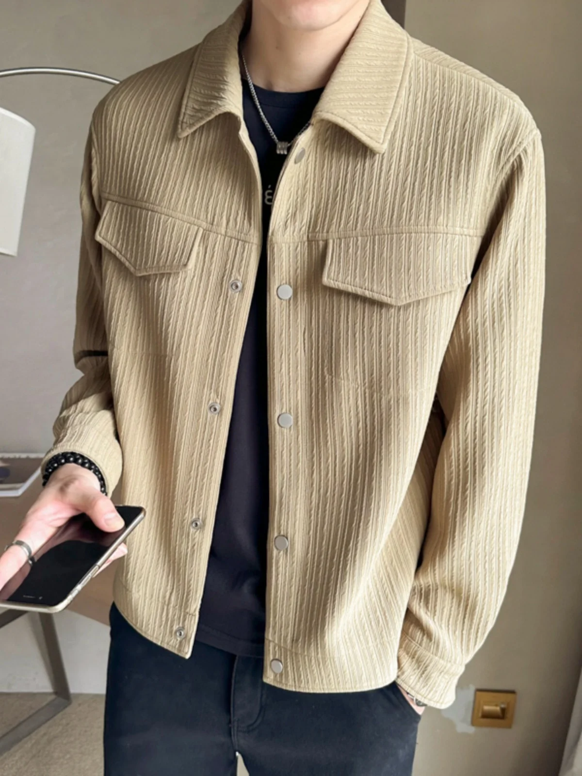 

Мужская повседневная свободная куртка на весну-осень, новинка, в стиле хип-хоп, с отложным воротником, винтажная, модная, молодежная, популярная