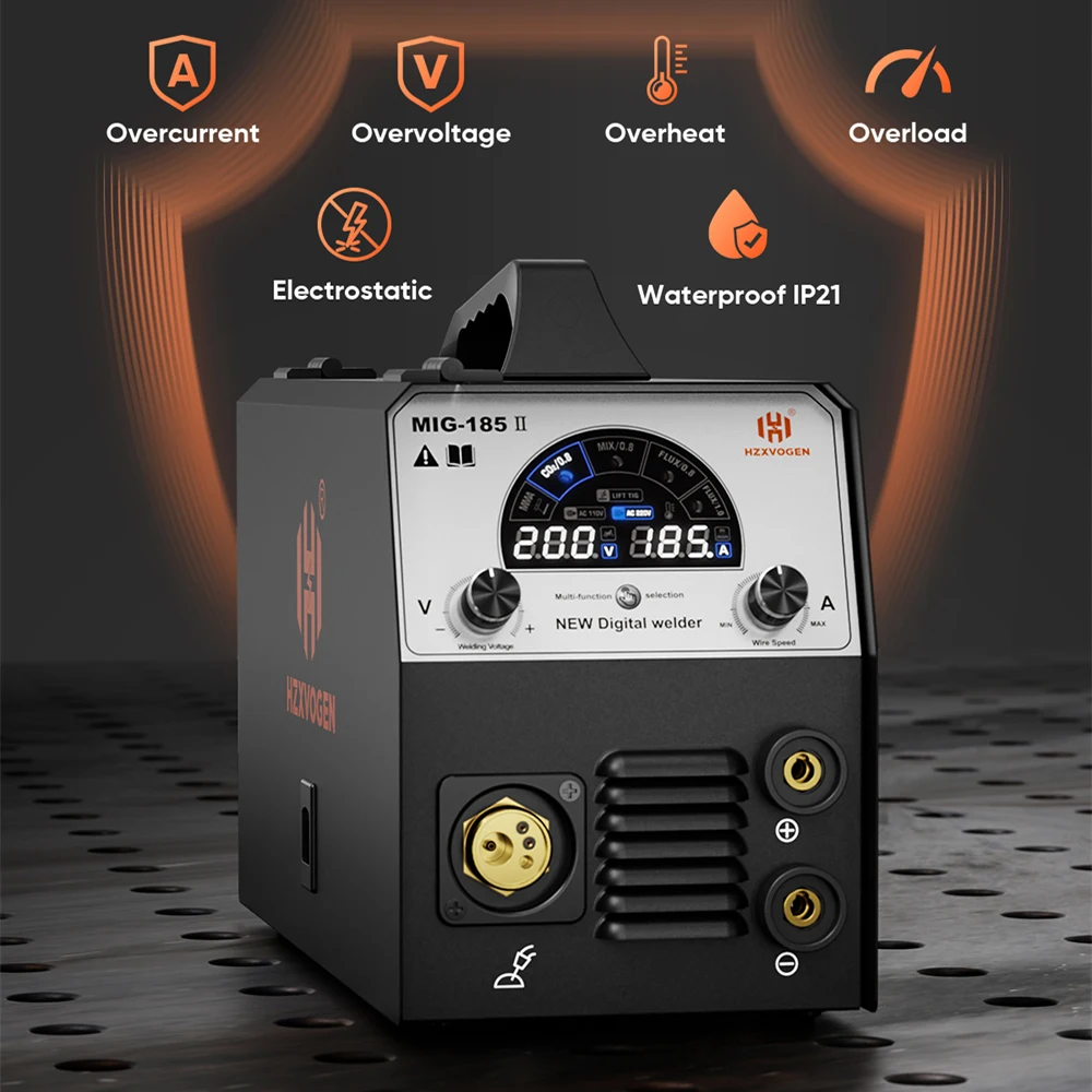 HZXVOGEN MIG185II 4in1 Welding Machine MMA ARC/Gas Gasless MIG