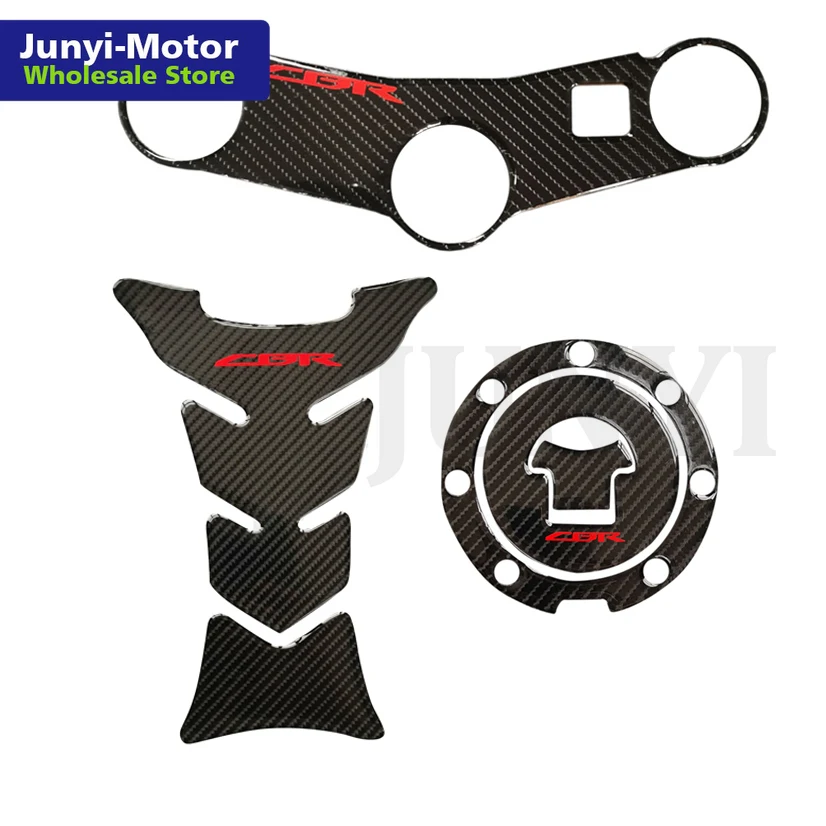 For CBR600RR CBR 600 RR 2003 2004 Tank Pad Gas Cap Cover Triple Clamp Yoke Sticker Protector Carbon Fiber Motorcycle Guard Decal