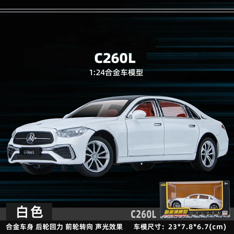 1:24 Mercedes Benz C260L Alloy Sedan Multiple Doors Open Light Sound Pull Back Front Wheel Steering Desktop Display Gift