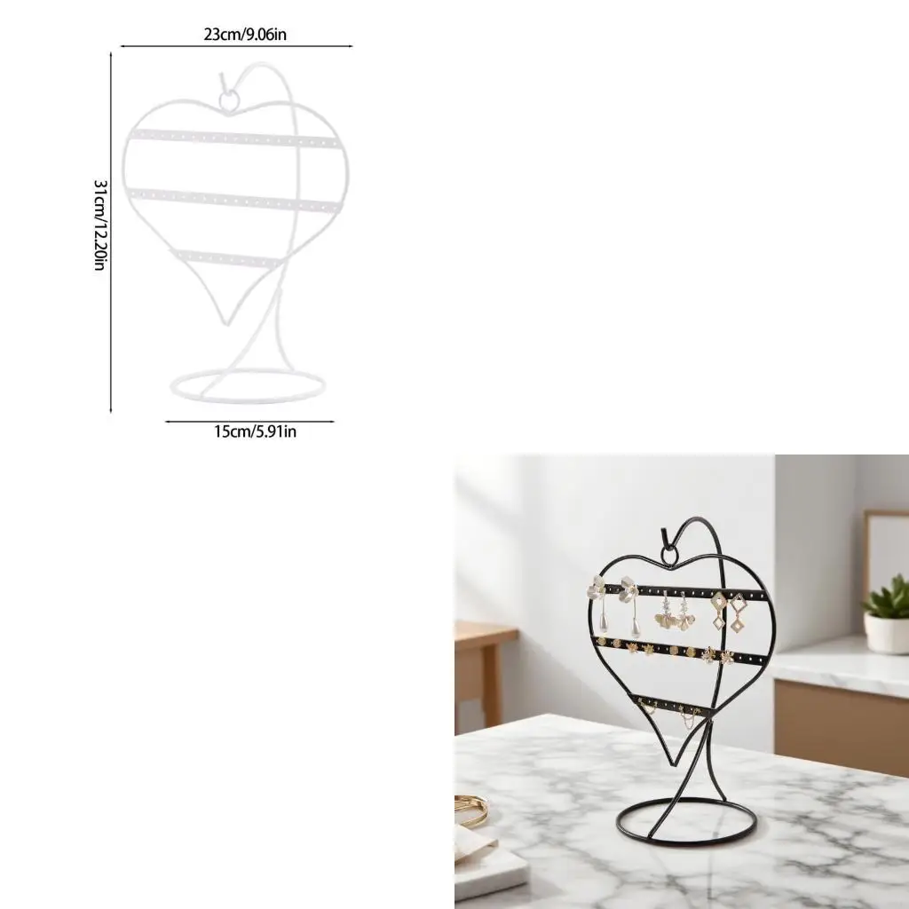 

Earring Display Rack 50 Hole Heart Design Space Saving Jewelry Storage Organizers