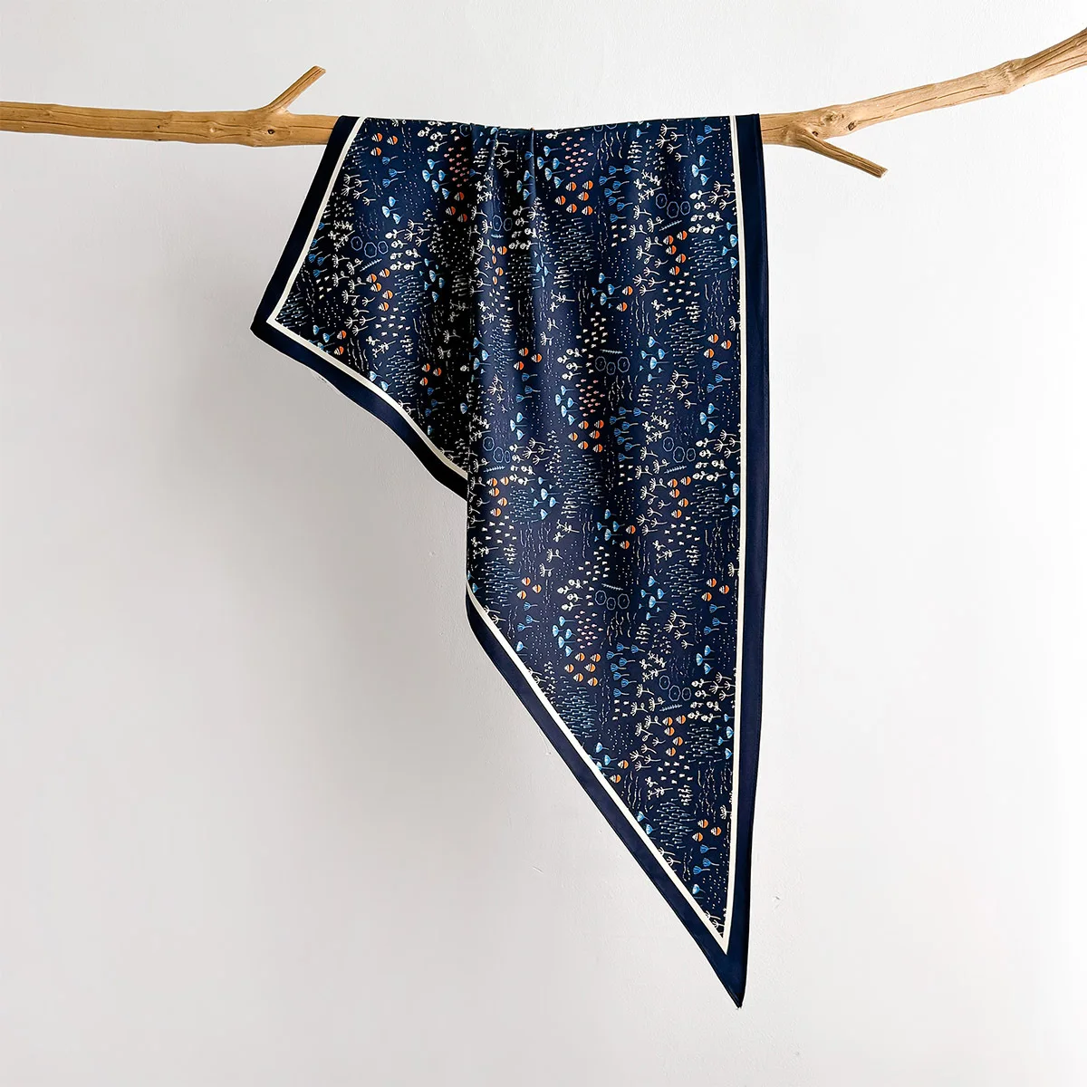 Floral Printed Square Scarf For Women Soft StainImitation Silk Scarves Bandanas Luxury Hijab Neckerchief Elegant Shawl Wraps - view 5