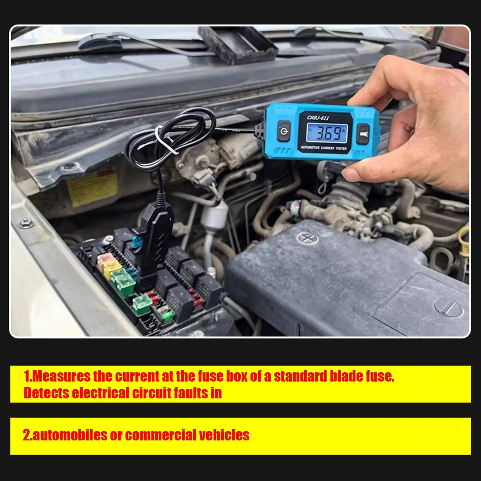 

Car Circuit Tester High Precision Current Detector Fault Probe Power Tester for Professional Repair Personnel Vehicles Outdoor