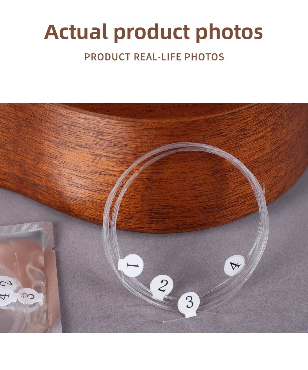 Hochwertige Ukulele-Saiten, Sopran-Konzert, Tenor-Carbon-Saiten für Ukulele, stabil, warm, heller Klang, reduzierte Fingergeräusche – Detail 8