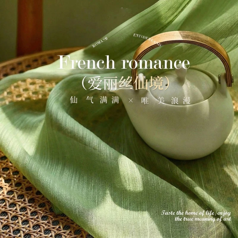 French Pine Green Gauze Light-impermeable Small Fresh Pastoral Style Custom Size Curtains for Living Dining Room Bedroom