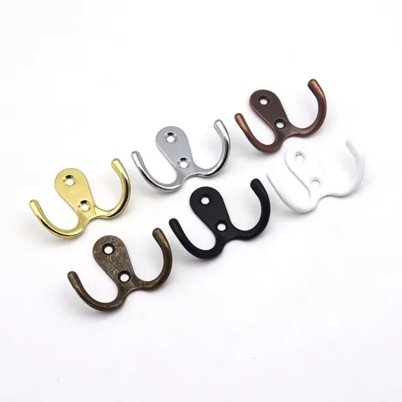 Retro 6pcs Coat Hooks Wall-Mounted Towel Hanger For Coats Hats Clothing Home Storage Hooks Wall Double Hook Towel Hanger