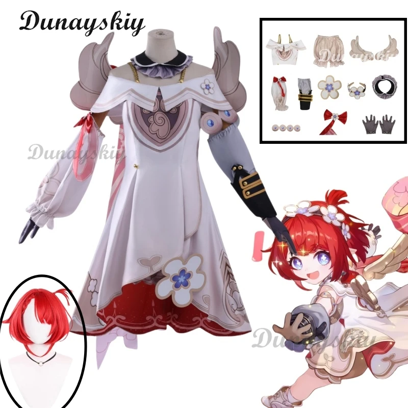 أزياء هونكاي ستار ريل تريبي تريان ترينون التأثيرية، فستان شعر مستعار، أغطية رأس موحدة لحفلات الهالوين للنساء والفتيات