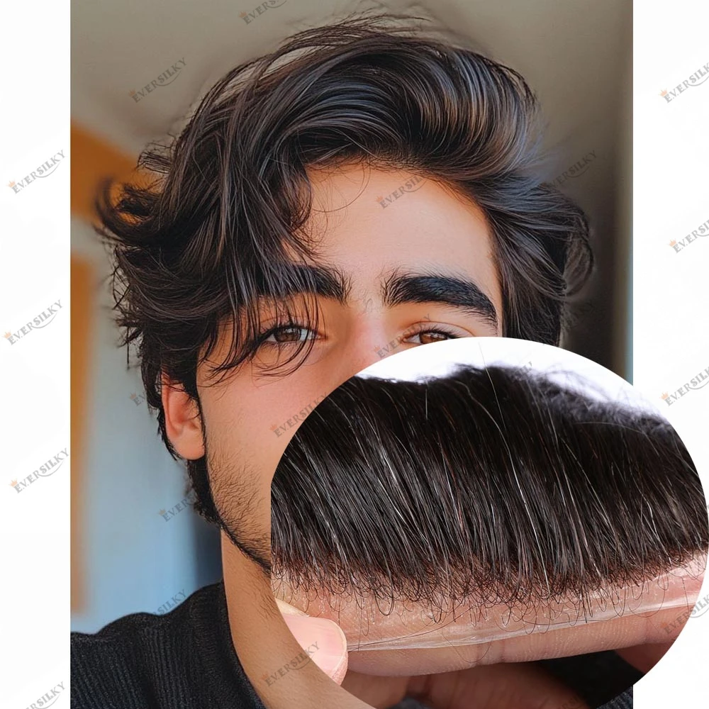 

Undetectable Natural Hairline 0.06mm-0.08mm Men's Human Hair Capillary Prosthesis Wigs Vloop Hairloss Men Toupee 1B65 1B20 Gray