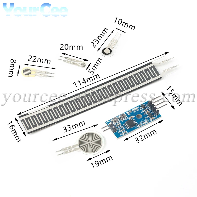 Load Cell Resistive Membrane Pressure Sensor Module Flexible Force Sensitive Analog FSR402 4mm 5mm 7mm 110mm For Arduino