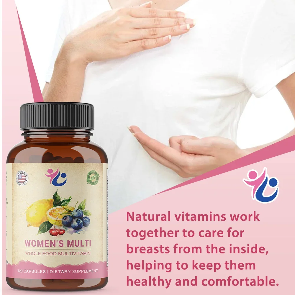 Multivitamin for Women - Vegan Vitamins for Women, Immunity & Breast Health Support Blend, Whole Food Womens Multivitamin