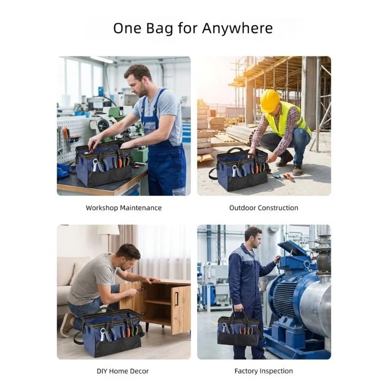 Multifunctional Tool Bag with Covered Top, Front Pockets and Handles high quality