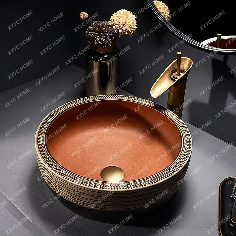 Table Basin Wash Basin Single Basin Household Washbasin Ceramic Art Inter-Platform
