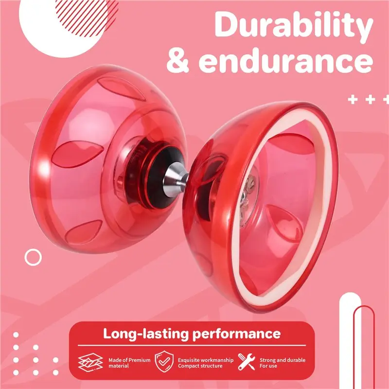 B78B-ฟิตเนส ไดอาโบโลแบบสามลูกปืน หัวคู่ สำหรับเล่นกลางแจ้ง พร้อมไฟ สำหรับเล่นไดอาโบโล โยโย่ สำหรับผู้สูงอายุ B