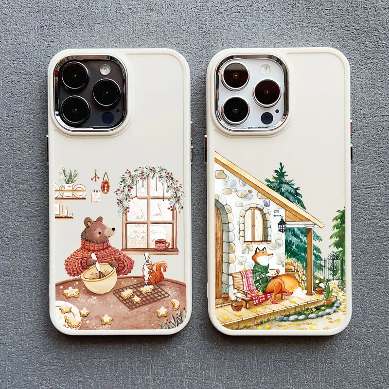 Cartoon Animal Bear Fox Squirrel Silicone Phone Case For iPhone 16 11 Case iPhone 15 16 14 13 12 Pro Max Plus X XR XS Back Cover