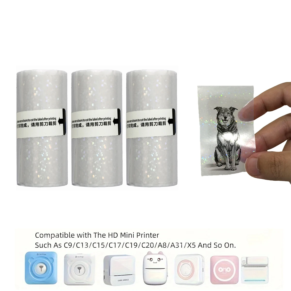 Flash Dot Transparent Thermal Self-Adhesive Paper, 57x25mm Used For Micro Thermal Printer Photo Printing Paper