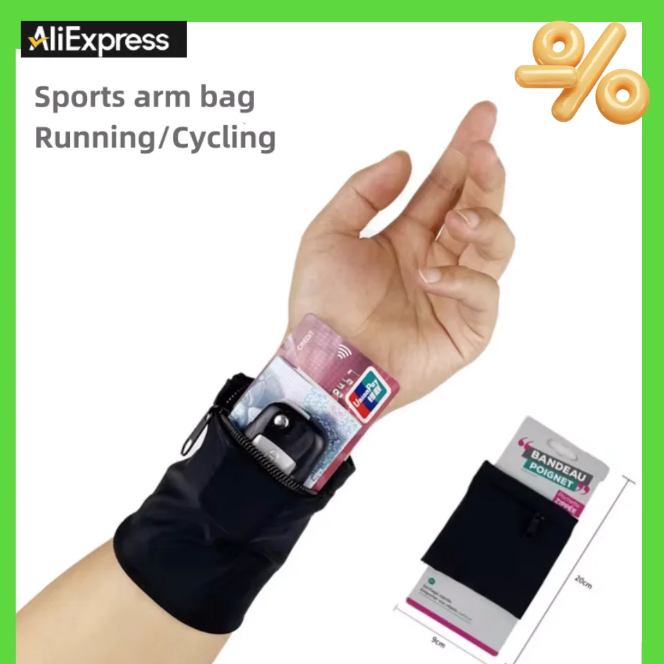 Lightweight Cycling Arm Bag Wallet Pouch Wristband Wrist Zipper Running Bags for Phone Key Card Sweatband Gym Fitness Sports