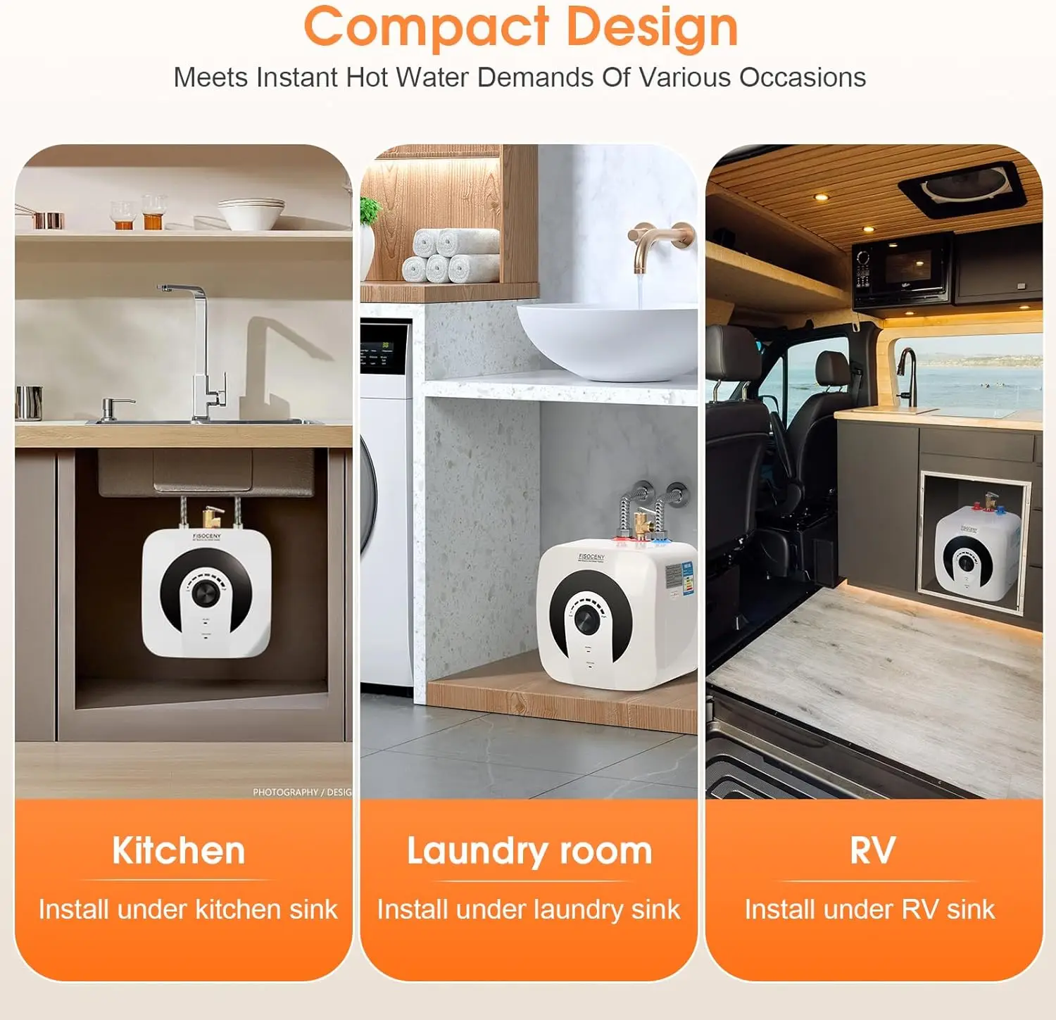 Sink Instant Water Heater Electric 2.5 Gallons Mini Tank Hot Water Heater 110V 120V 1500W Rv Water Heater with Safety Vavle Kitc