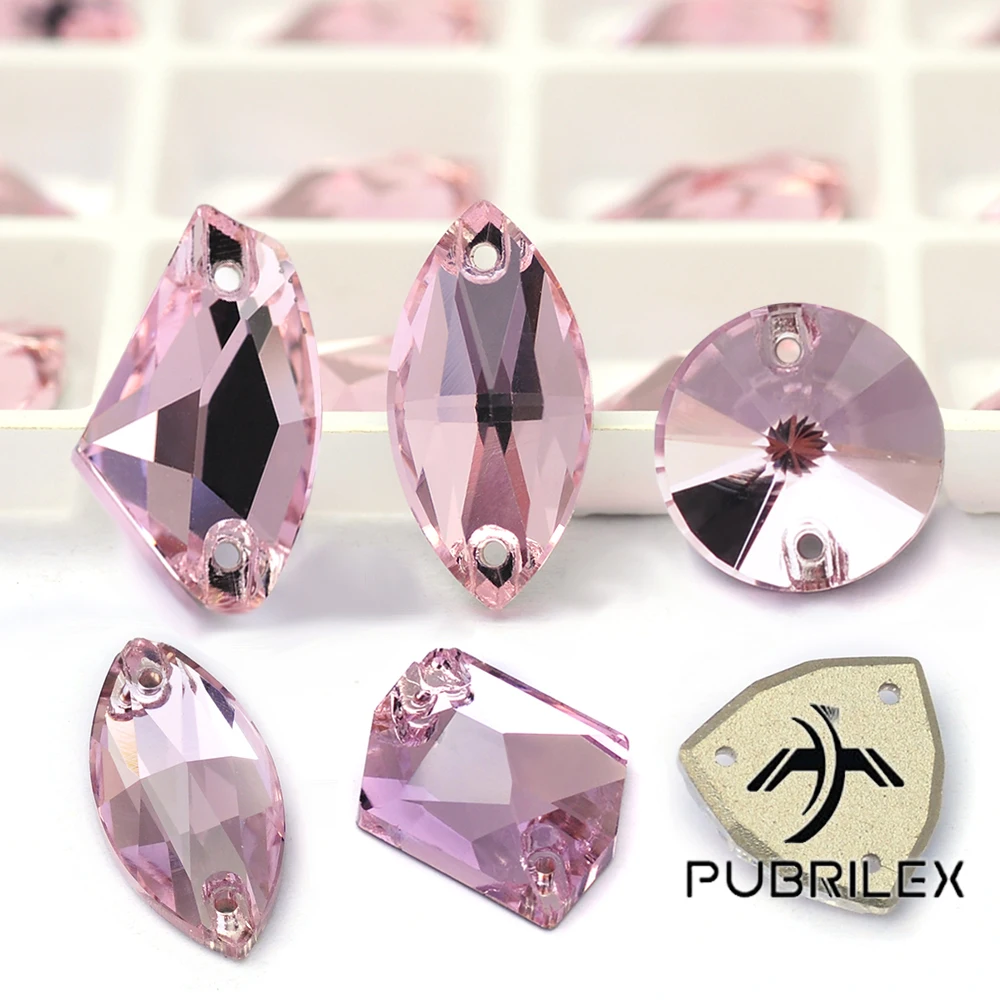Light Rose K9 Glass Sew on Strass Rhinestones DIY Sewn Glass Flatback Crystals For Garment Handiwork Sewing Wedding Dress