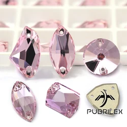 Light Rose K9 Glass Sew on Strass Rhinestones DIY Sewn Glass Flatback Crystals For Garment Handiwork Sewing Wedding Dress