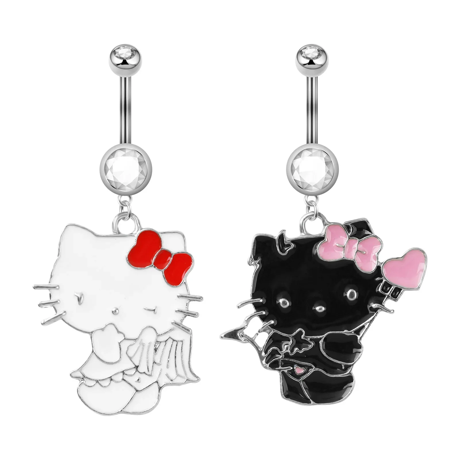 1PCS Cute Cartoon HelloKittys Kuromi My Melody Cinnamoroll Belly Button Ring Navel Piercing Ring Body Jewelry