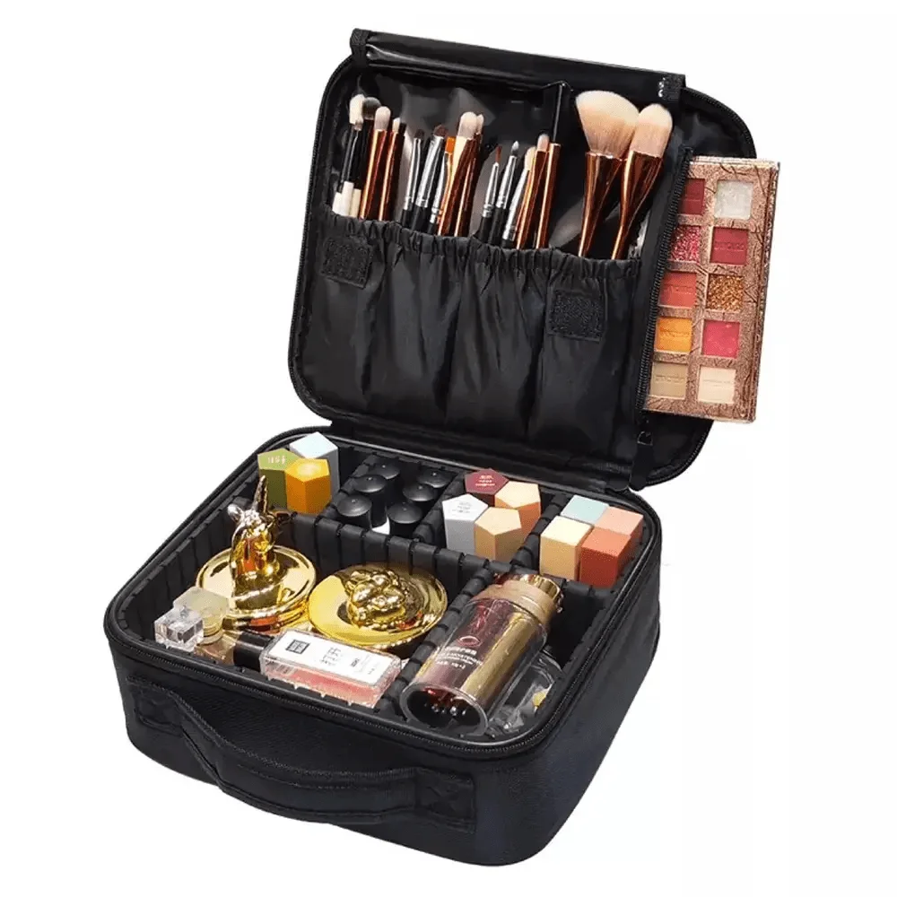 Portable Multifunctional Makeup Organizer Box For Women With Dividers, Suitable For Professional Cosmetics And Nail Tools, Convenient For Travel