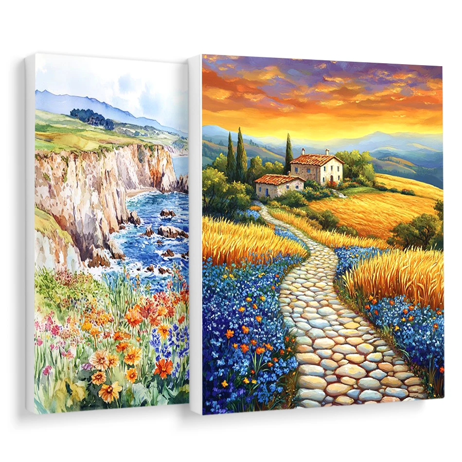 

RUOPOTY Paintings For Painting By Numbers Grass scenery Kits Color Markers Art Supplies Adults Crafts Handwork Wall Decoration