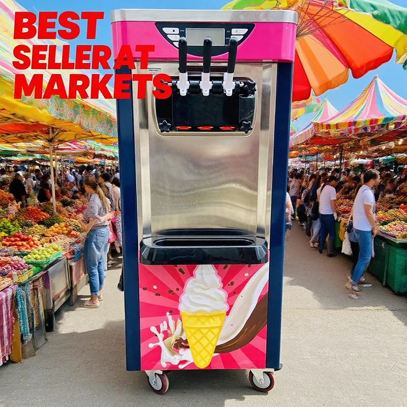 Commercial 3 Flavor Automatic Soft Ice Cream Maker Machine 220V-New Featuring Nut Nutrient Richness